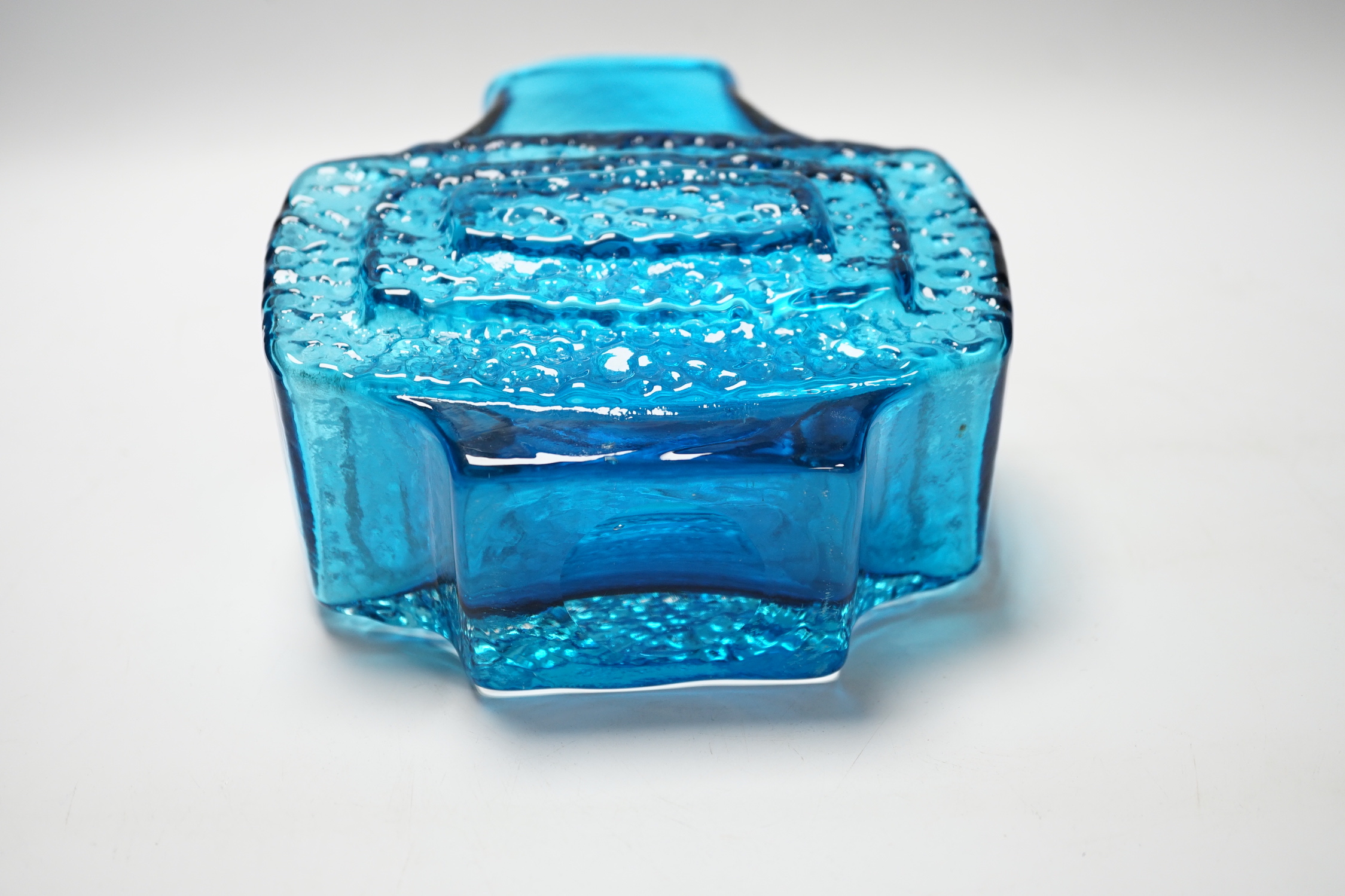Geoffrey Baxter for Whitefriars, a TV vase in Kingfisher blue, 17cm high